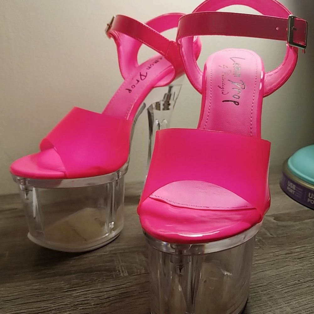 Size 9 Dolls Kill NEON PINK CHIMARA PLATFORM HEELS